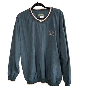 AM Player Men's Vintage Green Golf Striped Windbreaker Pullover Size Large